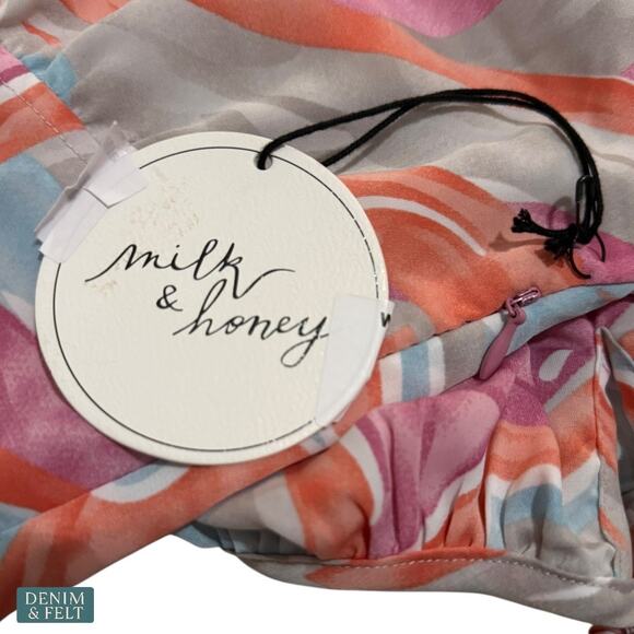 Milk & Honey Boutique Coral Multi Swirl Cutout Long Sleeve Midi Dress NEW~NWT!! - Picture 11 of 13